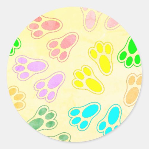 Easter Bunny Paw Print Pattern Vintage Style Classic Round Sticker