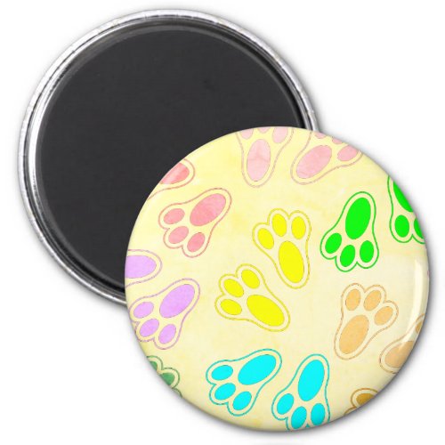 Easter Bunny Paw Print Pattern Vintage Style Magnet