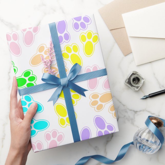 Easter Bunny Paw Print Pattern Wrapping Paper (Gifting)