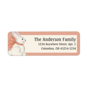 Easter Bunny Peach Color Return Address Labels