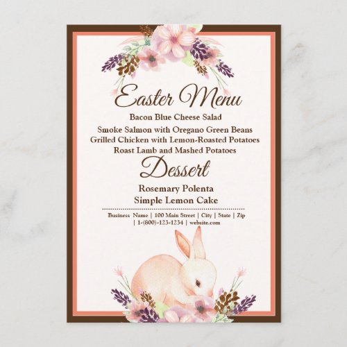 Easter Bunny Peach Floral Menu