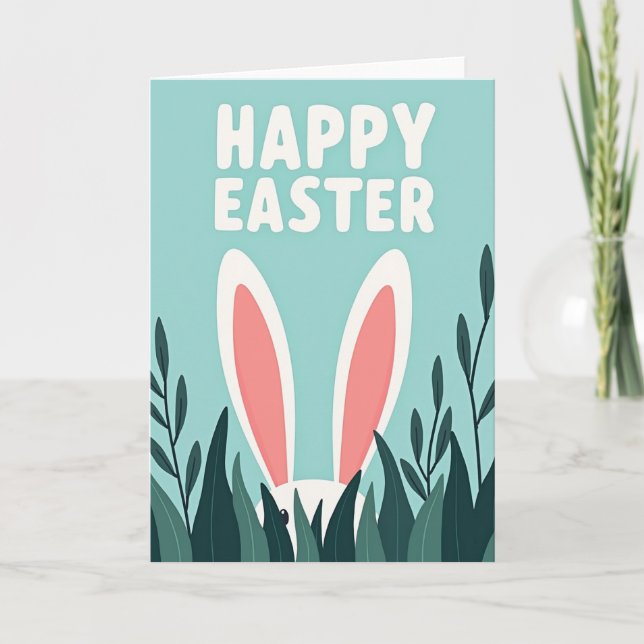 Easter Bunny Peek A Boo Holiday Card (Front)