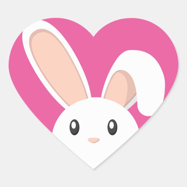 Easter Bunny peeping Heart Sticker (Front)