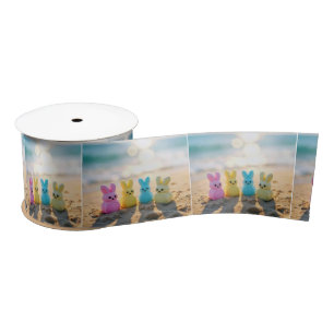 Easter Bunny Peeps On the Beach Satin Ribbon