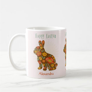 Easter Bunny Personalized Gold Glitter Colorful Coffee Mug