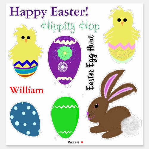 Easter Bunny Personalized  Laser Cut Vinyl Sticker