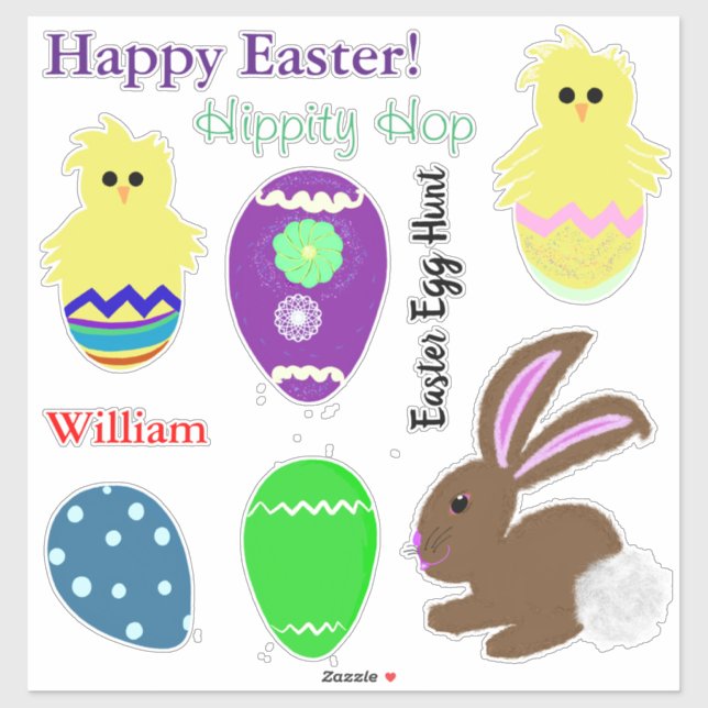 Easter Bunny Personalized  Laser Cut Vinyl Sticker (Sheet)