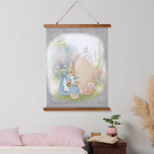 easter bunny peter with flowers hanging tapestry