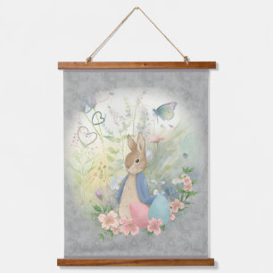 easter bunny peter with flowers hanging tapestry