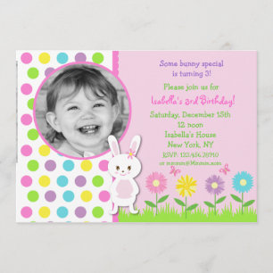 Easter Bunny Photo Birthday Invitations