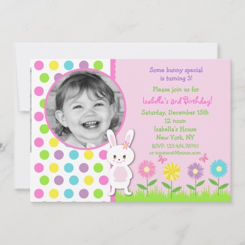 Easter Bunny Photo Birthday Invitations