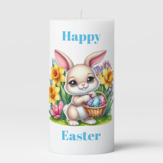 Easter Bunny Pillar Candle (Front)