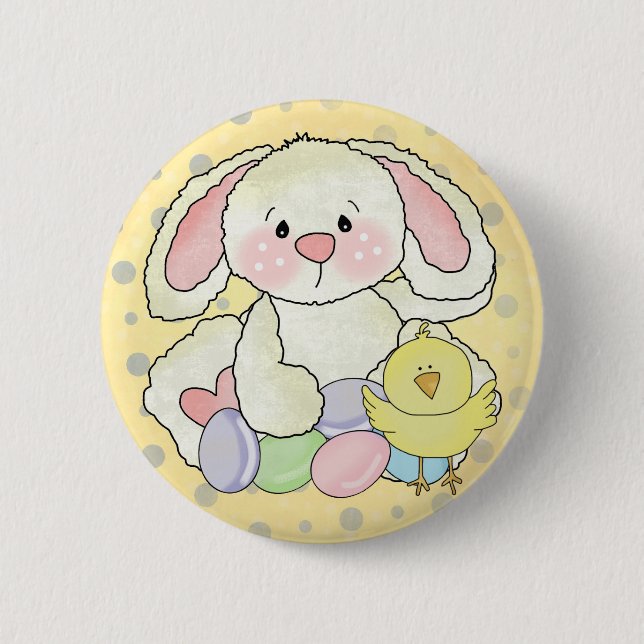 Easter Bunny Pinback Button (Front)