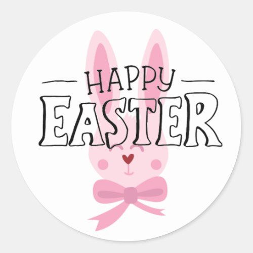 Easter Bunny Pink Classic Round Sticker