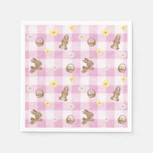 Easter Bunny Pink Gingham Napkins