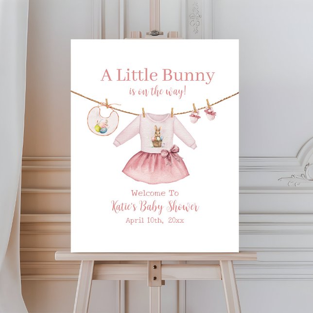 Easter Bunny Pink Girl Dress Baby Shower Welcome Foam Board (Creator Uploaded)