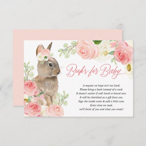 Easter bunny pink white floral books for baby enclosure card