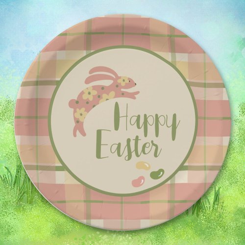 Easter Bunny Plaid Paper Plate