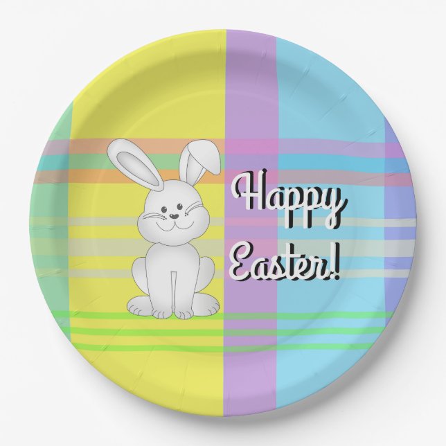 Easter Bunny Plaid Paper Plates (Front)