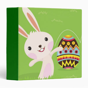 Easter bunny playful with painted eggs binder