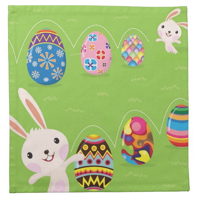 Easter bunny playful with painted eggs cloth napkin (Front)