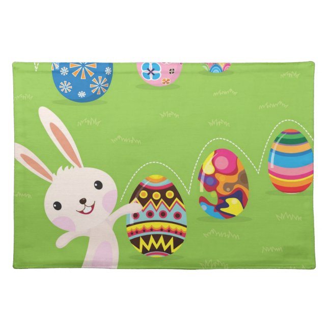 Easter bunny playful with painted eggs placemat (Front)