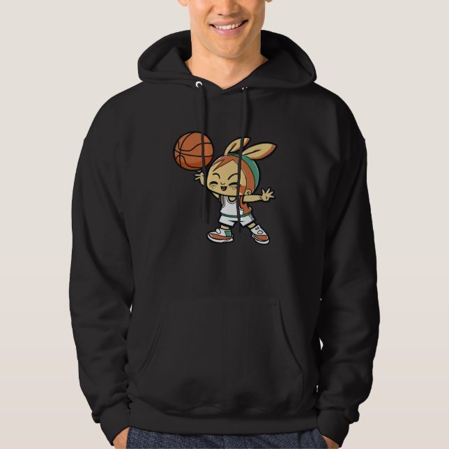 Easter Bunny Playing Basketball Basketball Easter Hoodie (Front)