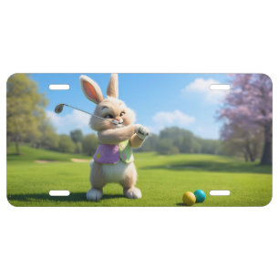 Easter Bunny Playing Golf in the Lowcountry License Plate