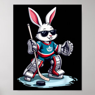 Easter Bunny Playing Hockey Halloween Poster