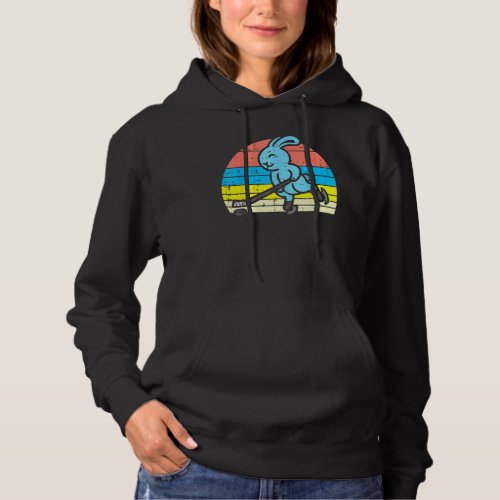 Easter Bunny Playing Ice Hockey Retro Easter For M Hoodie