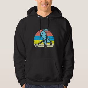 Easter Bunny Playing Ice Hockey Retro Sports Men W Hoodie