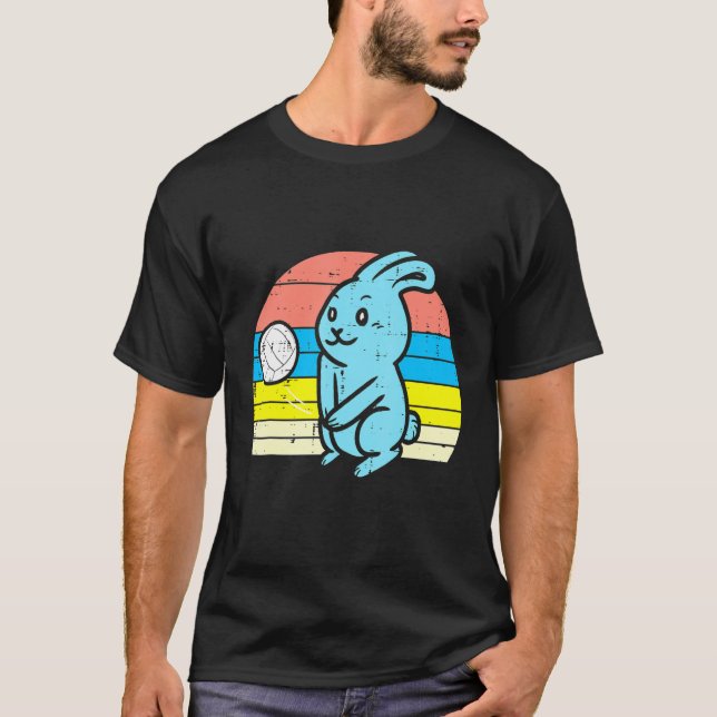 Easter Bunny Playing Volleyball Retro Sports Men W T-Shirt (Front)