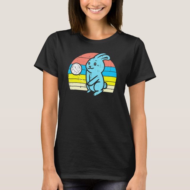 Easter Bunny Playing Volleyball Retro Sports Men W T-Shirt (Front)