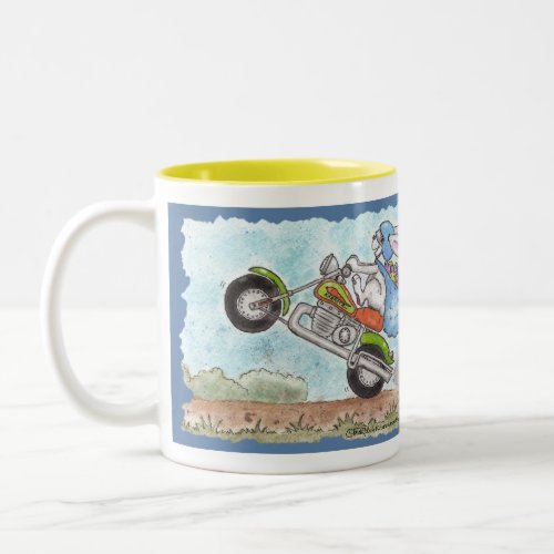 Easter Bunny Poppin Wheelies Two_Tone Coffee Mug