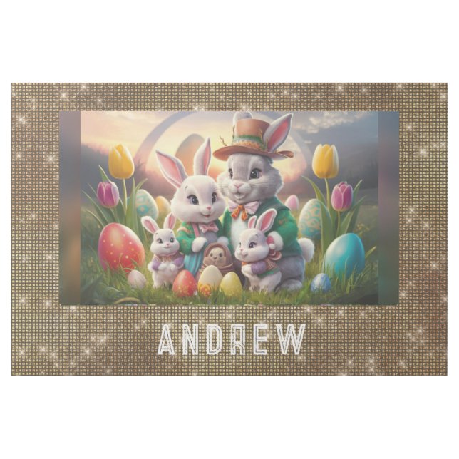 *~* Easter Bunny Portrait TV1 Personalize Family Gallery Wrap (Front)