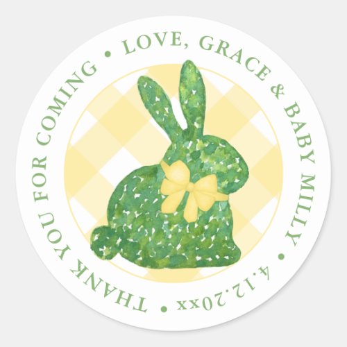 Easter Bunny Preppy Boxwood Baby Shower Thank You Classic Round Sticker