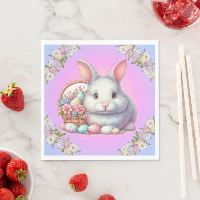 Easter Bunny Pretty Pastel Napkins (Insitu)