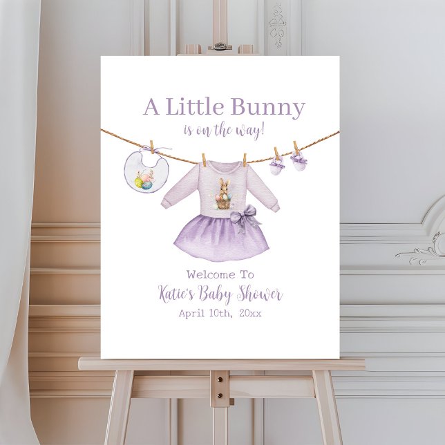 Easter Bunny Purple Girl Dress Baby Shower Welcome Foam Board (Creator Uploaded)