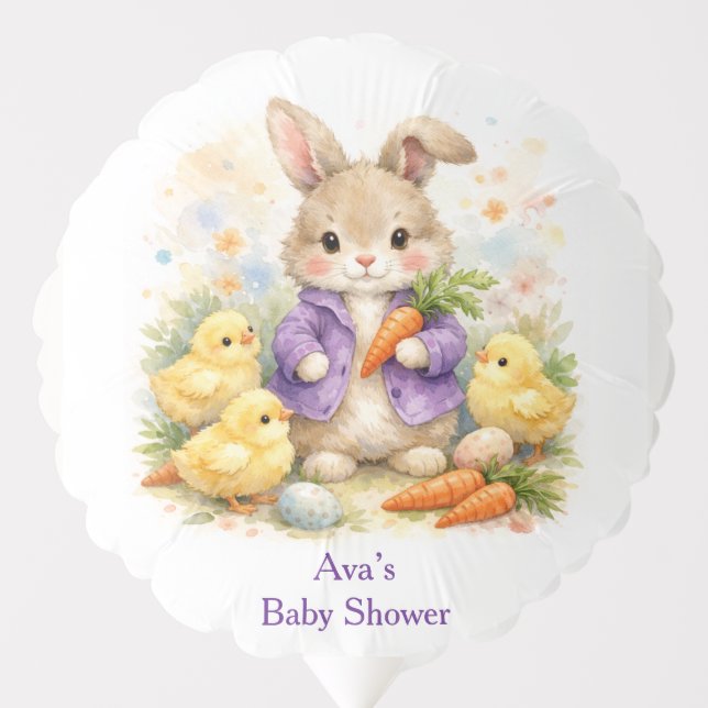Easter Bunny Purple Jacket Baby Shower Balloon (Front)