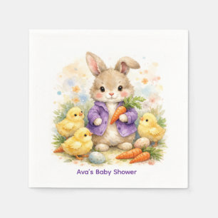 Easter Bunny Purple Jacket Baby Shower Napkins