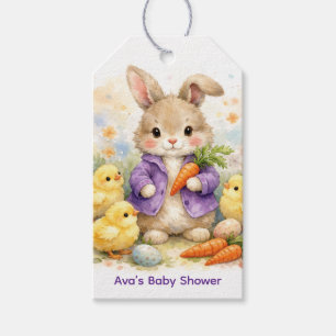 Easter Bunny Purple Jacket Baby Shower Thank You Gift Tags