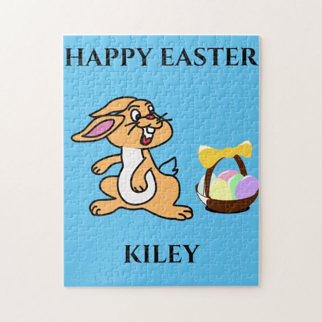 Easter bunny puzzle with personalized name. (Vertical)