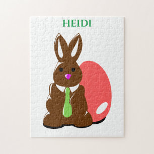 Easter bunny puzzle with personalized name.