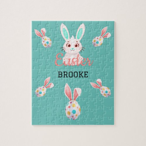  EASTER BUNNY PUZZLE WITH SPECKLED EGGS  NAME