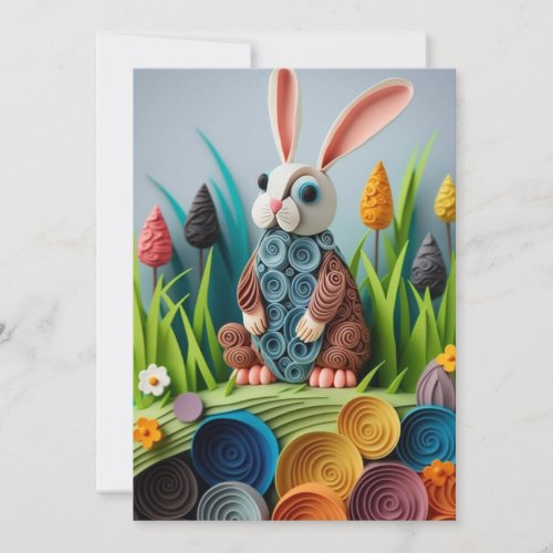 Easter Bunny Quilling Design Holiday Card