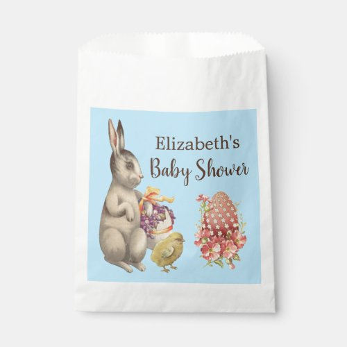 Easter Bunny Rabbit and Chicken Blue Baby Shower Favor Bag