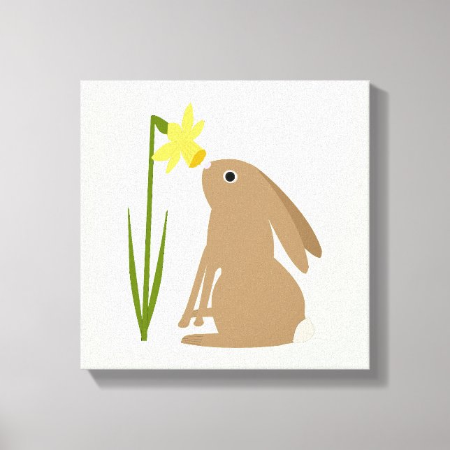 Easter Bunny Rabbit and Daffodil flower Canvas Print (Front)
