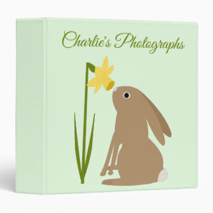 Easter Bunny Rabbit and Daffodil flower Custom 3 Ring Binder