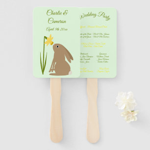 Easter Bunny Rabbit and Daffodil flower Custom Hand Fan