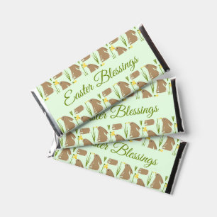 Easter Bunny Rabbit and Daffodil flower Custom Hershey Bar Favors